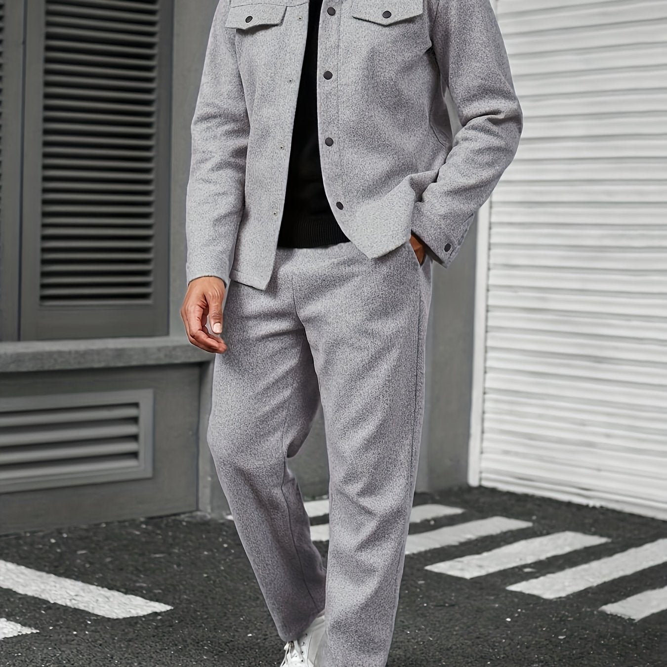 Traje Deportivo Casual para Hombre - Camiseta de Manga Larga y Pantalones con Bolsillos