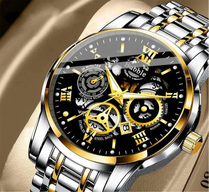 Reloj para hombre, moderno, de alta gama, ligero, de lujo, versátil, de cuarzo, resistente al agua, con diseño romano hueco, reloj para hombre.