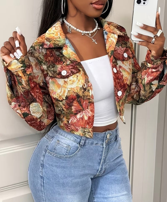 Chaqueta cárdigan elegante para mujer con solapa corta