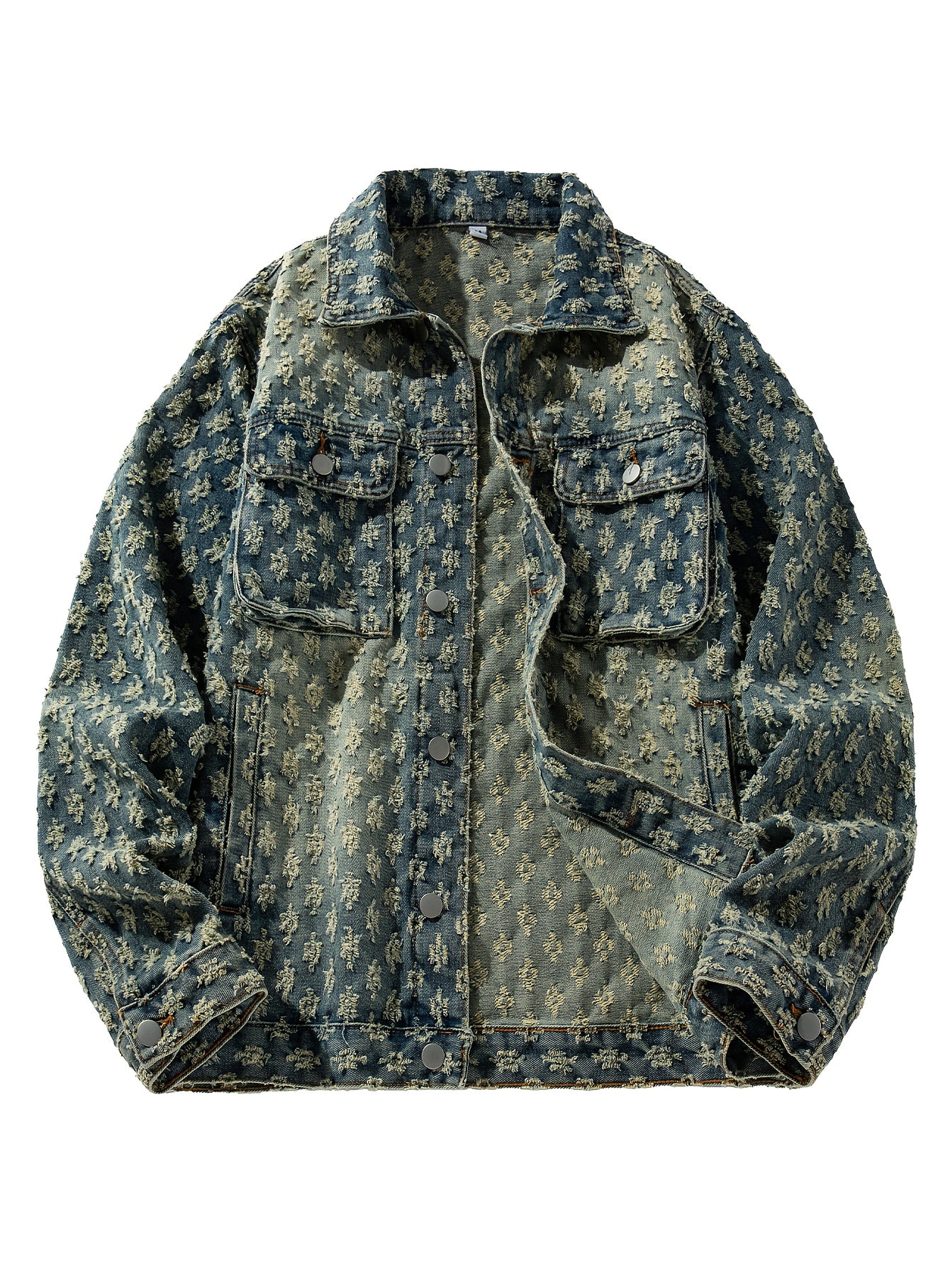 Chaqueta de Denim para Hombre con Cuello Vuelto, Diseño Rasgado y Lavada Nueva - Casual Versátil