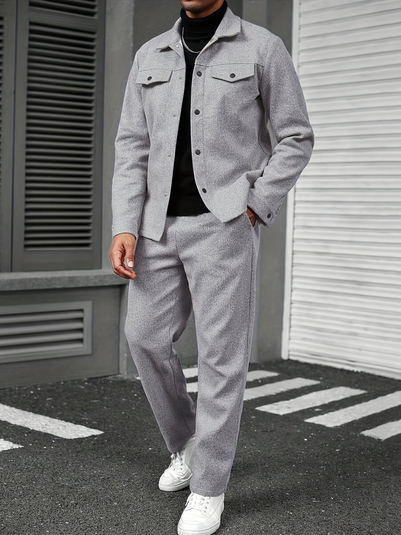Traje Deportivo Casual para Hombre - Camiseta de Manga Larga y Pantalones con Bolsillos
