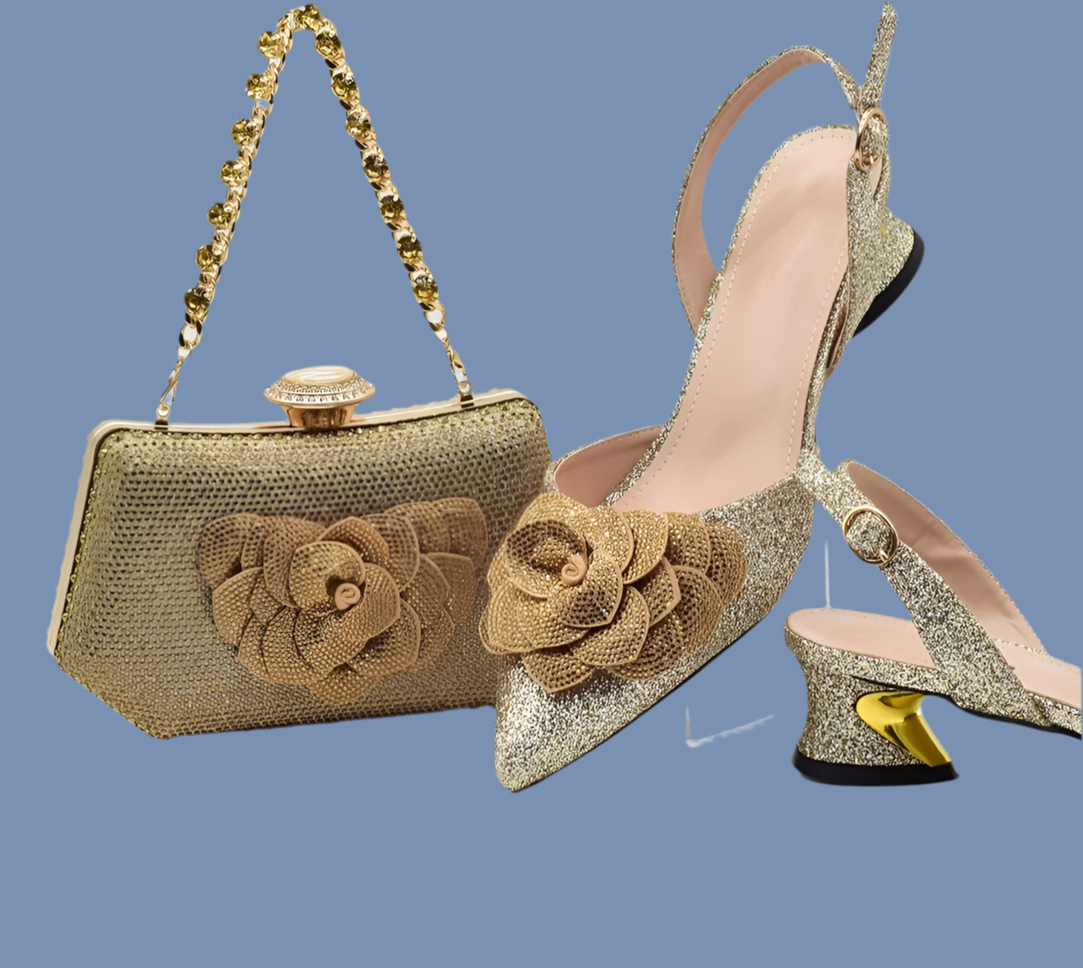Conjunto de zapatos y bolsos para mujer, los últimos diseñadores, zapatos y bolsos de fiesta italianos de lujo para mujer, zapatos de novia para boda con diamantes de imitación para mujer