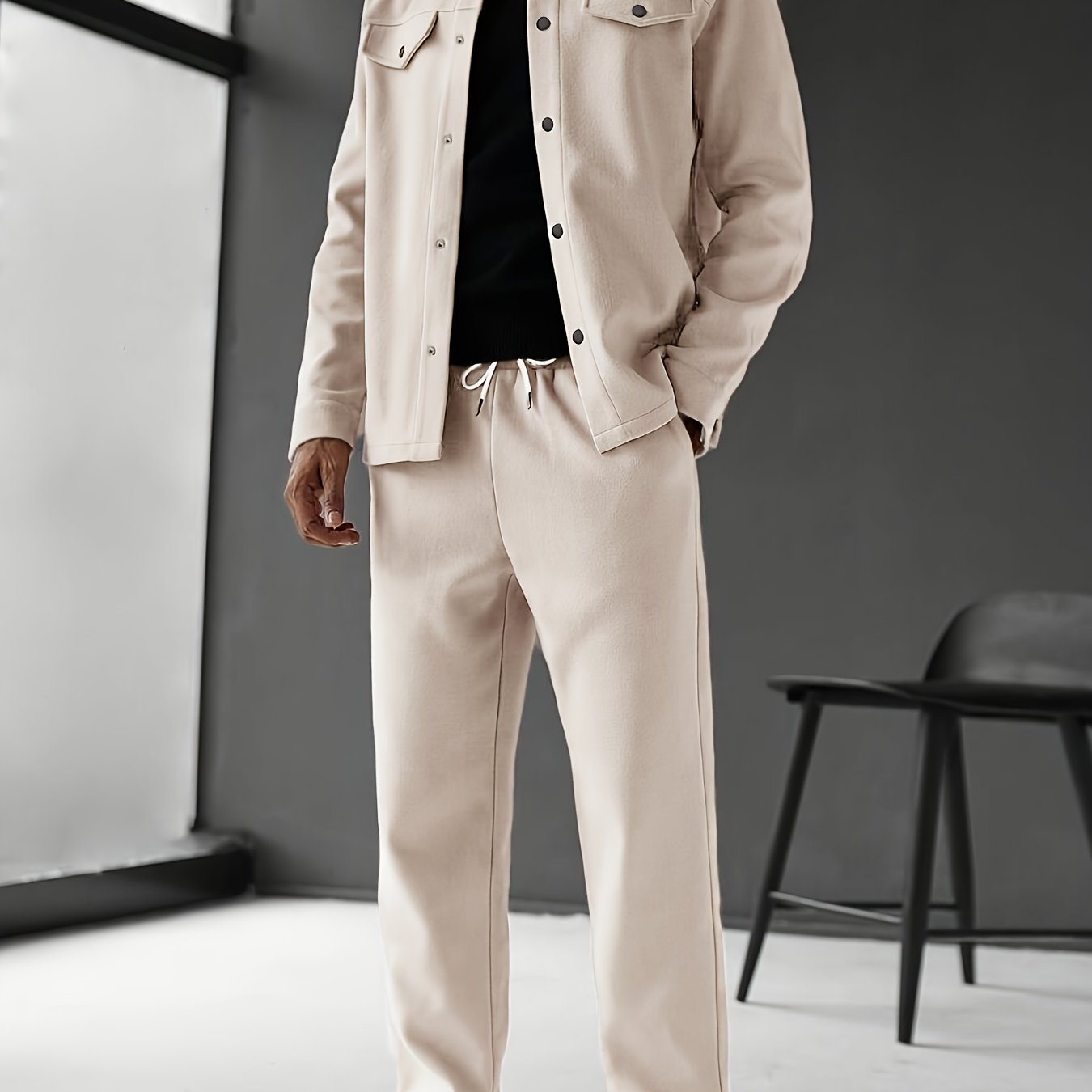 Traje Deportivo Casual para Hombre - Camiseta de Manga Larga y Pantalones con Bolsillos
