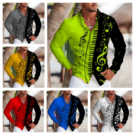 Camisa de manga larga para hombre de verano con estampado