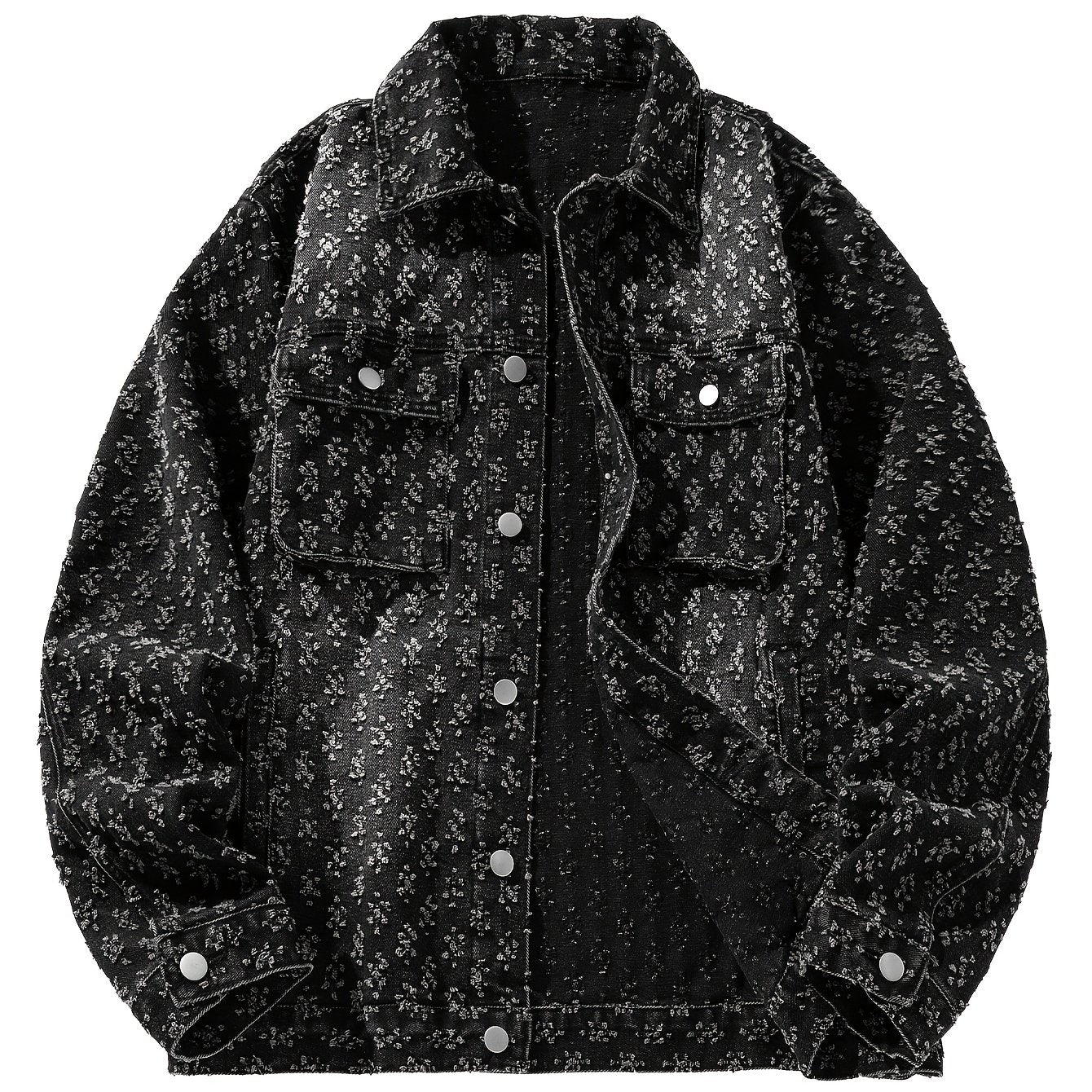 Chaqueta de Denim para Hombre con Cuello Vuelto, Diseño Rasgado y Lavada Nueva - Casual Versátil