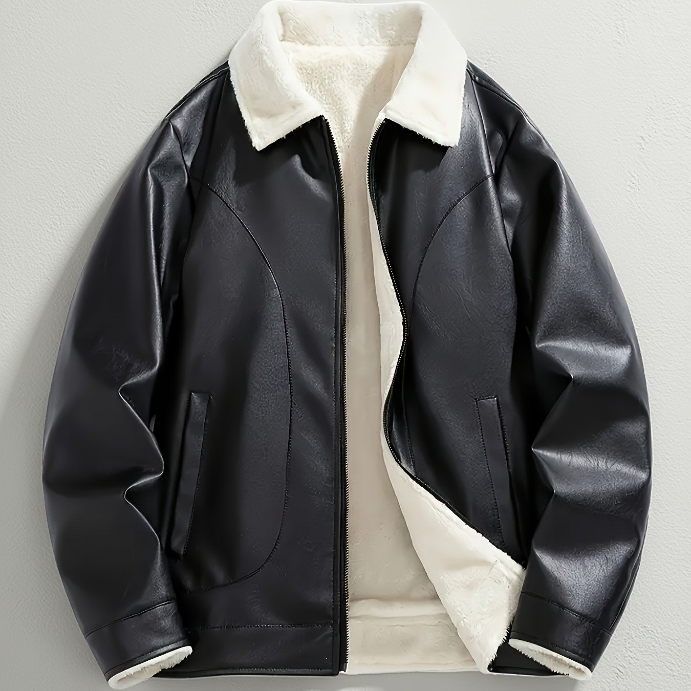 Chaqueta Casual para Hombre con Forro Polar - Abrigo de Poliéster con Cremallera