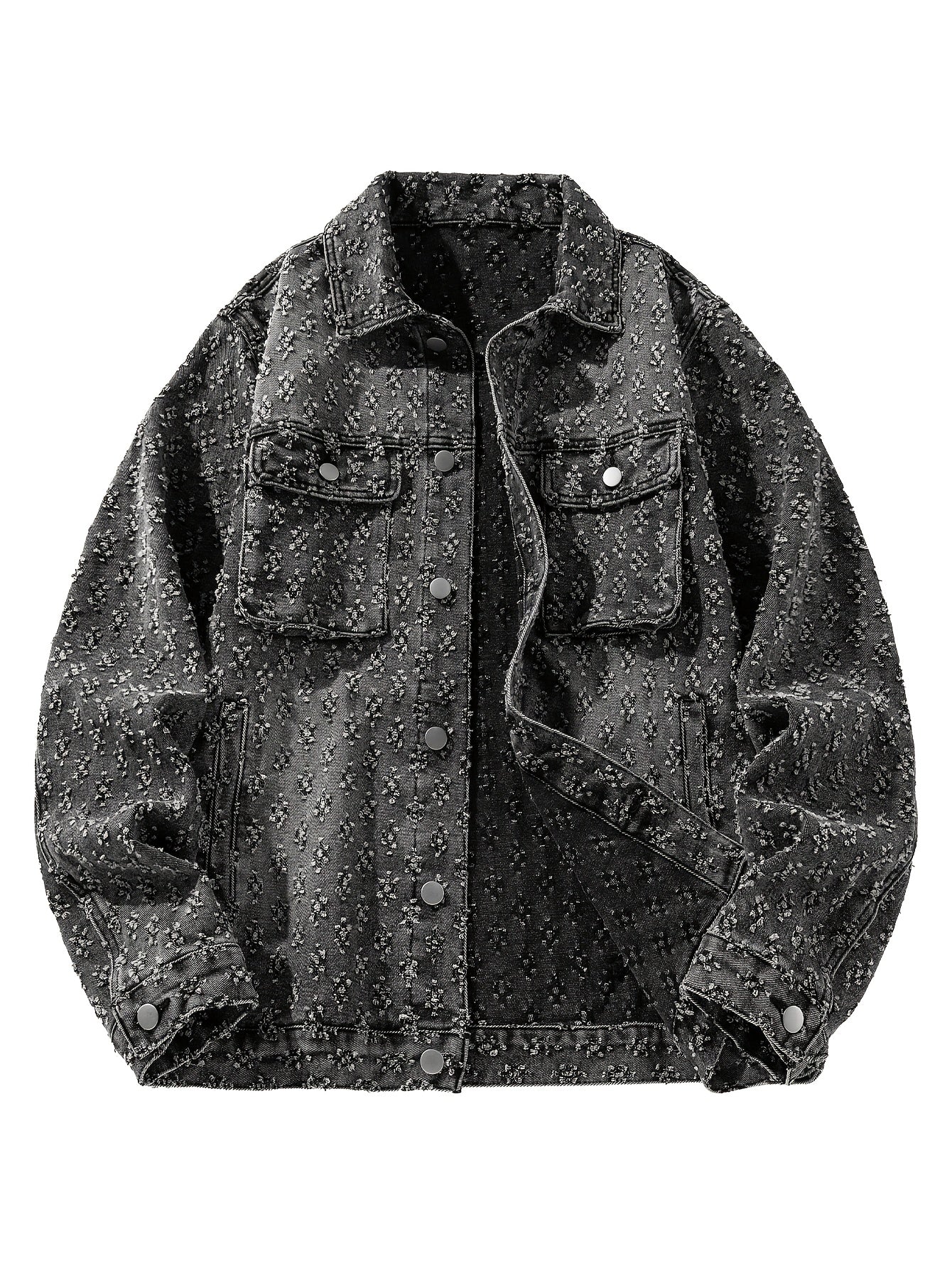 Chaqueta de Denim para Hombre con Cuello Vuelto, Diseño Rasgado y Lavada Nueva - Casual Versátil