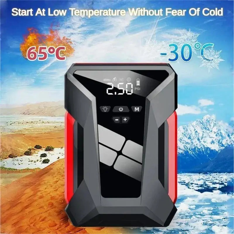 Démarreur de voiture multifonctionnel, pompe à air 28000mAh, alimentation de secours automobile, gonfleur de pneu 150PSI, banque d'alimentation avec sac