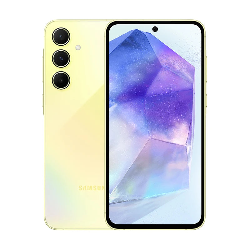 Samsung Galaxy A55 5G, smartphone con Exynos 1480, cámara de 50 MP, pantalla Super AMOLED FHD+ de 6,6", 120 Hz, carga rápida de 25 W y 5000 mAh.