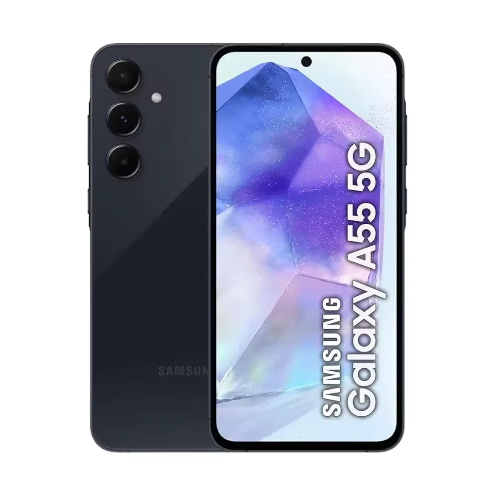 Samsung Galaxy A55 5G, smartphone con Exynos 1480, cámara de 50 MP, pantalla Super AMOLED FHD+ de 6,6", 120 Hz, carga rápida de 25 W y 5000 mAh.