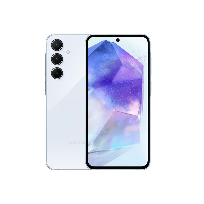 Samsung Galaxy A55 5G, smartphone con Exynos 1480, cámara de 50 MP, pantalla Super AMOLED FHD+ de 6,6", 120 Hz, carga rápida de 25 W y 5000 mAh.