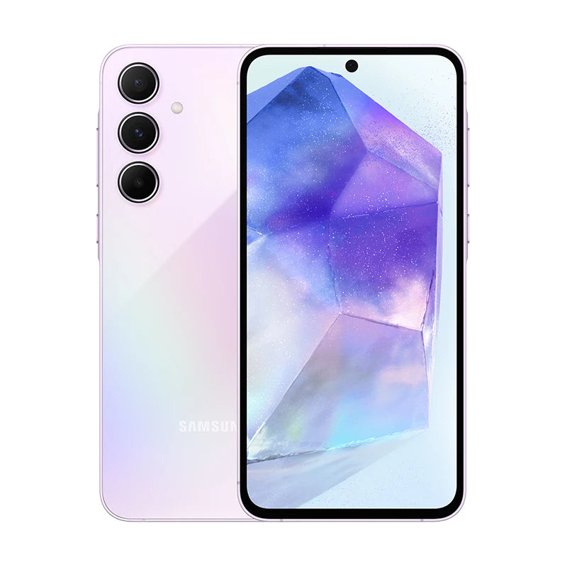 Samsung Galaxy A55 5G, smartphone con Exynos 1480, cámara de 50 MP, pantalla Super AMOLED FHD+ de 6,6", 120 Hz, carga rápida de 25 W y 5000 mAh.