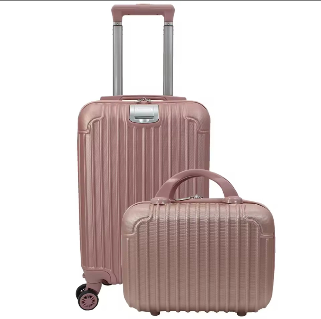 Conjunto Maleta de avión de mano, equipaje de viaje, carrito de cabina ABS rígido, 4 ruedas con bolsa de aseo rígida a juego 33*21*51cm