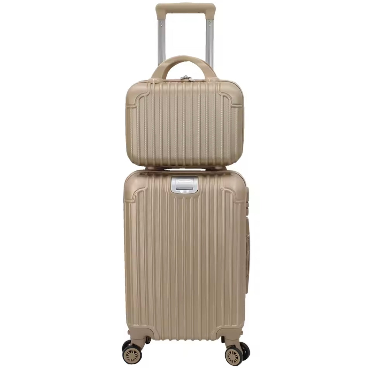 Conjunto Maleta de avión de mano, equipaje de viaje, carrito de cabina ABS rígido, 4 ruedas con bolsa de aseo rígida a juego 33*21*51cm