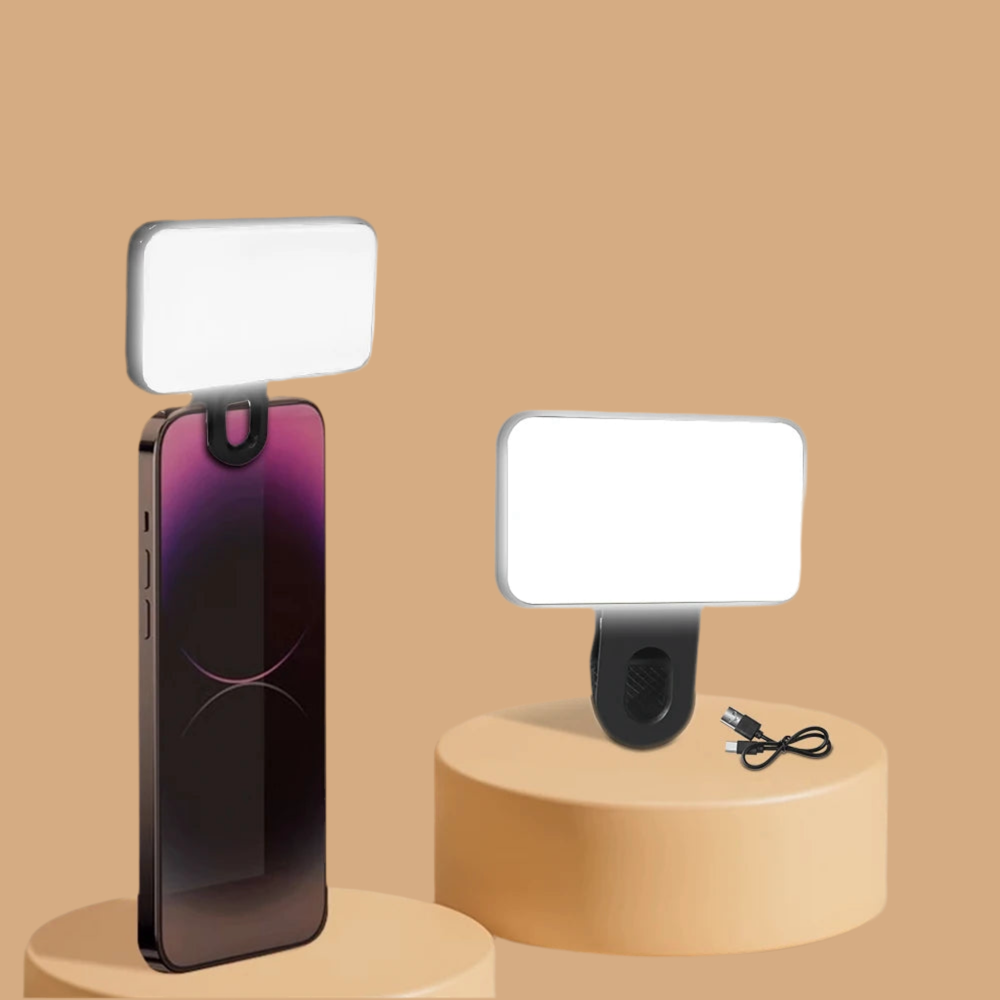 Mini luz de relleno para selfies, recargable, 3 modos de color, brillo ajustable, clip para teléfonos móviles, computadoras, fotografía, luces LED