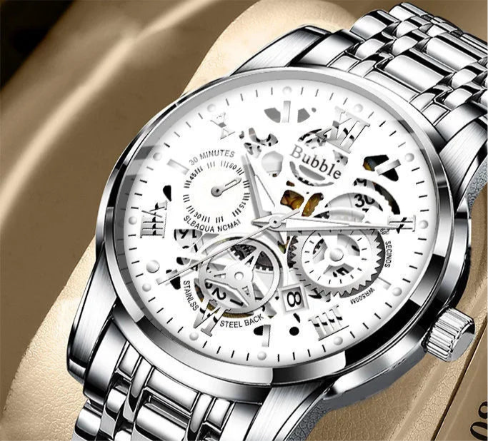 Reloj para hombre, moderno, de alta gama, ligero, de lujo, versátil, de cuarzo, resistente al agua, con diseño romano hueco, reloj para hombre.