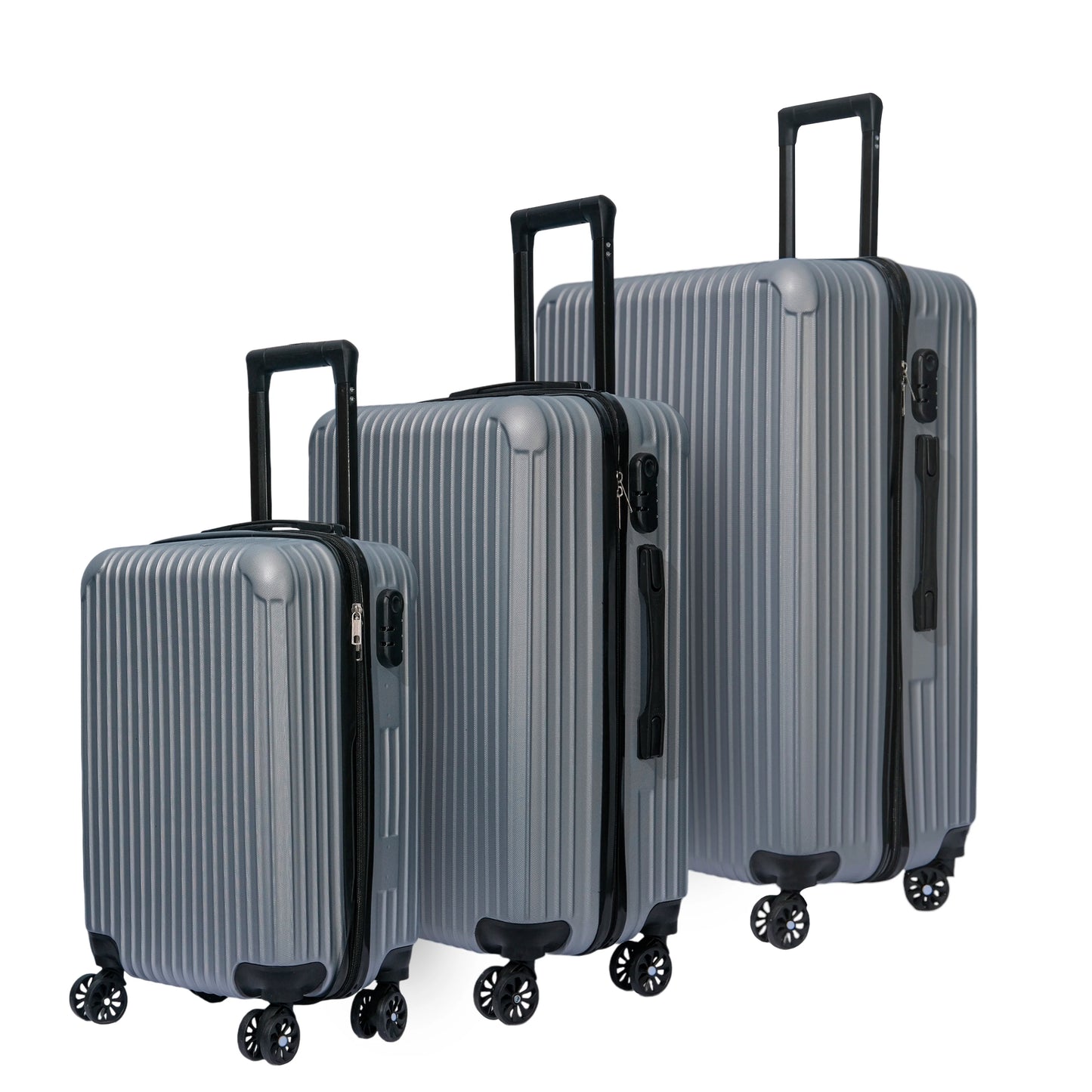 Juego de 3 Maletas de Viaje Set Trolley Abs Semirigidas con Cerradura Combinación 4 Ruedas Dobles