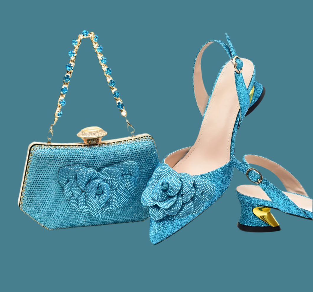 Conjunto de zapatos y bolsos para mujer, los últimos diseñadores, zapatos y bolsos de fiesta italianos de lujo para mujer, zapatos de novia para boda con diamantes de imitación para mujer
