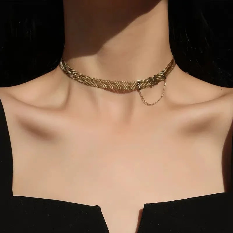 Collar corto de acero ajustable, estilo creativo, ideal como regalo de cumpleaños o fiesta