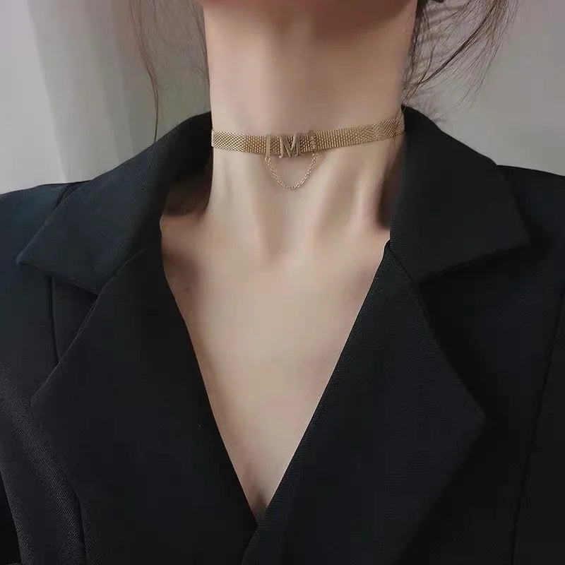 Collar corto de acero ajustable, estilo creativo, ideal como regalo de cumpleaños o fiesta