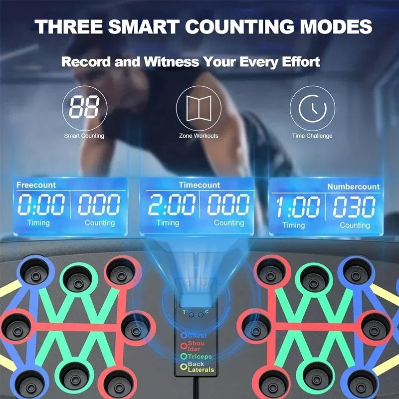 Tabla de flexiones con conteo automático inteligente, soporte plegable para flexiones múltiples con sensor corporal para fortalecer los músculos centrales y mantener la estabilidad en casa.