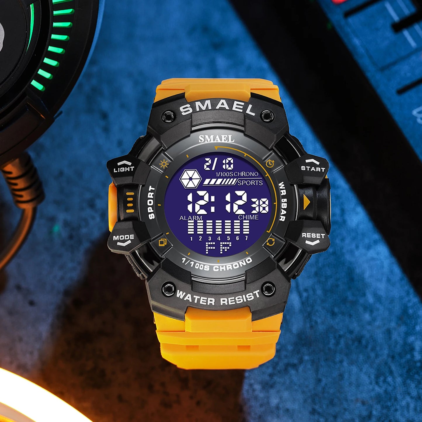Reloj deportivo digital de lujo para hombre, estilo militar, resistente al agua, con esfera grande y retroiluminación LED