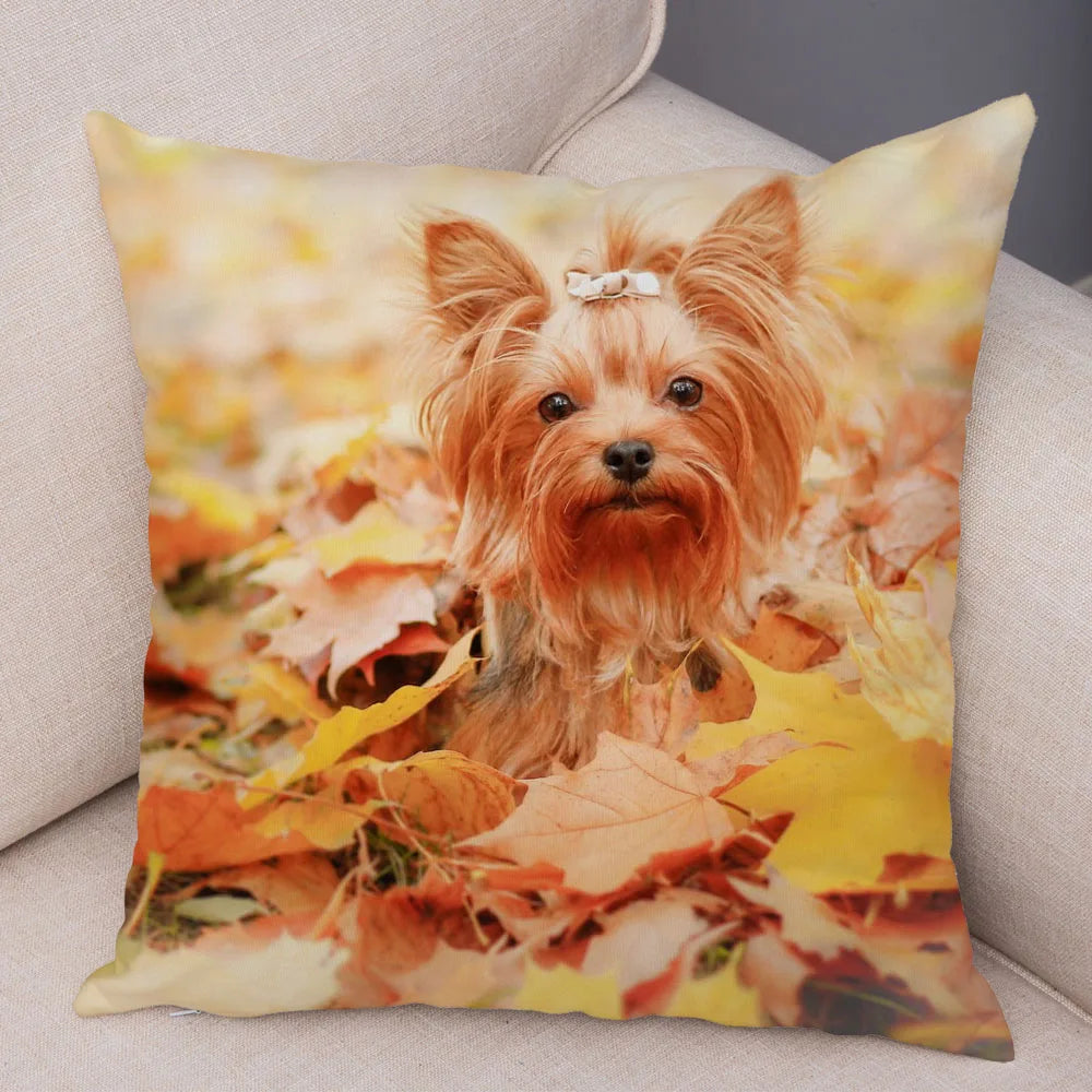 Funda de cojín decorativa con estampado de perro para sofá, hogar, mascota, adorable