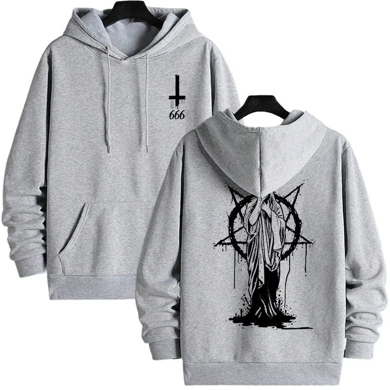 sudaderas con capucha de moda para hombre, ropa deportiva informal con estampado Demoníaco de Satán, ropa de calle urbana para otoño e invierno, ropa para hombre