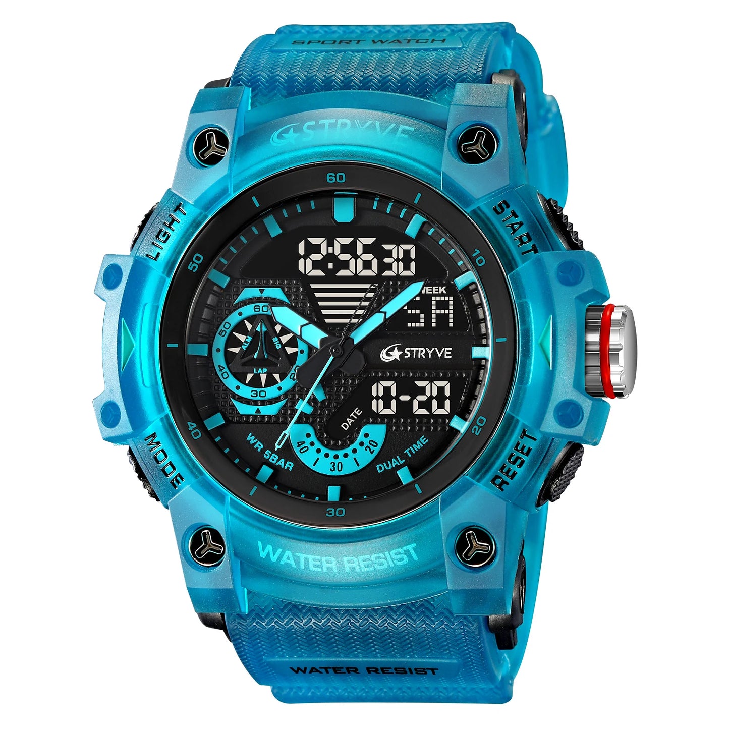 Reloj deportivo electrónico de moda para hombre, resistente a golpes, resistente al agua, con alarma LED y cronómetro