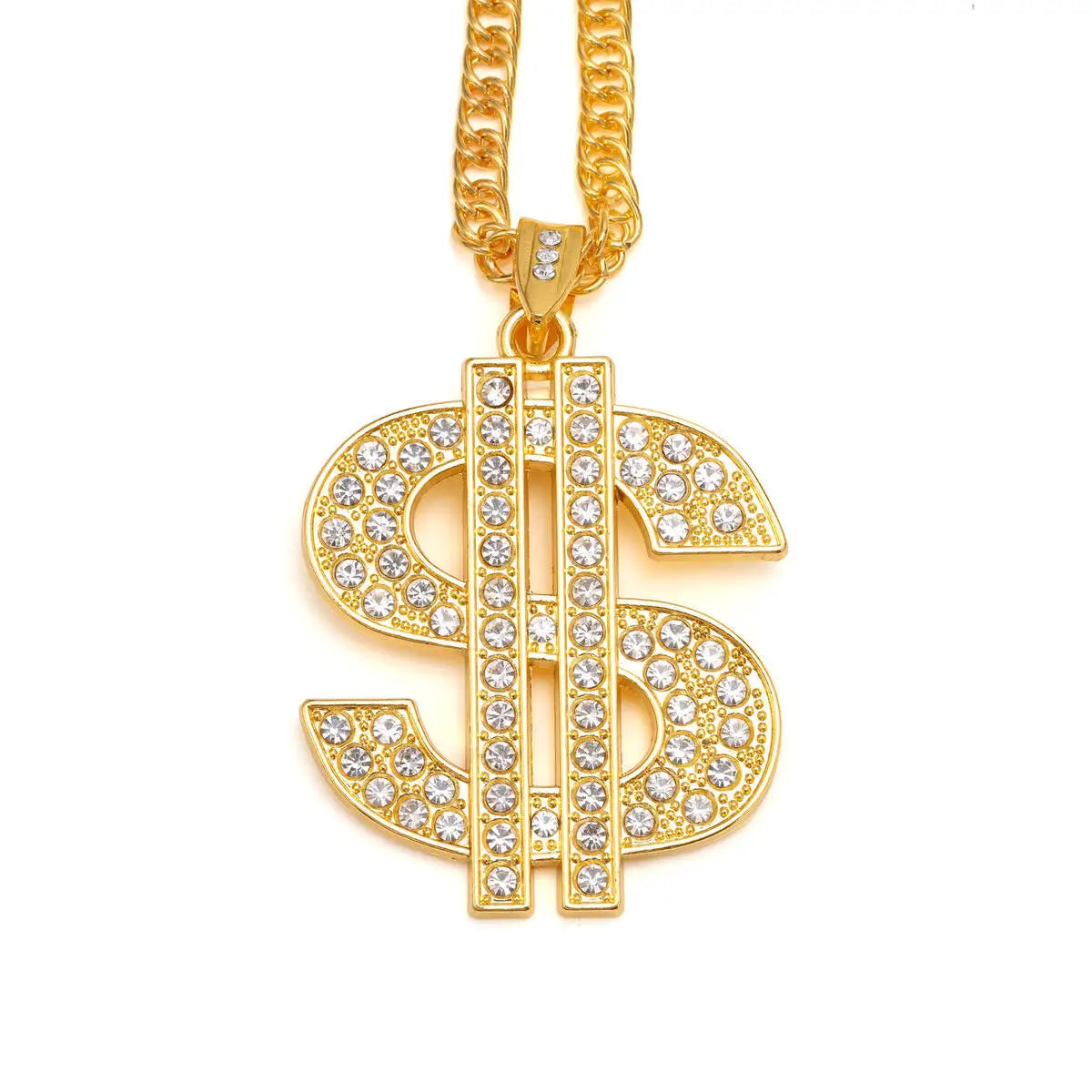 Collar con símbolo de dólar dorado para hombre , colgante de dólar