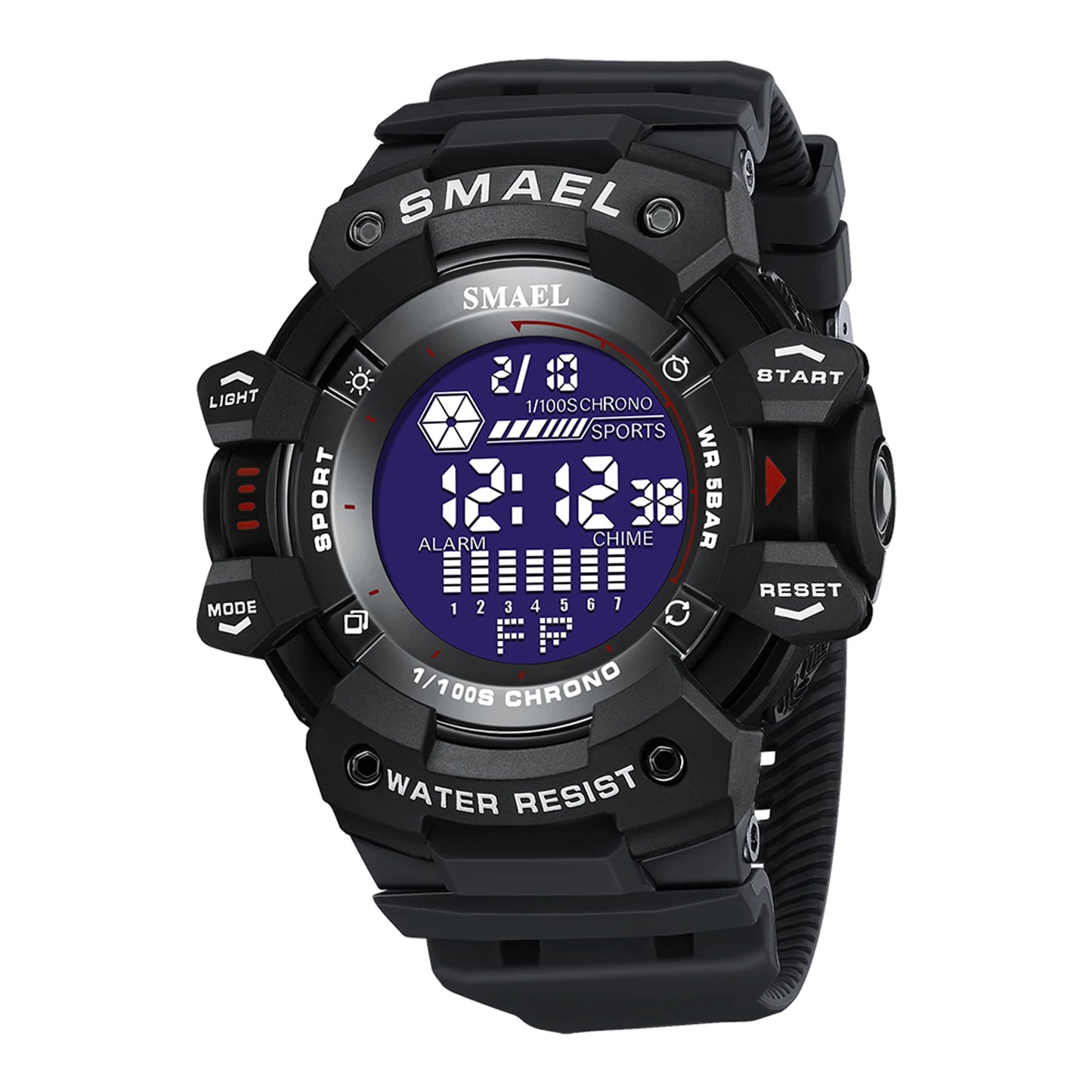 Reloj deportivo digital de lujo para hombre, estilo militar, resistente al agua, con esfera grande y retroiluminación LED