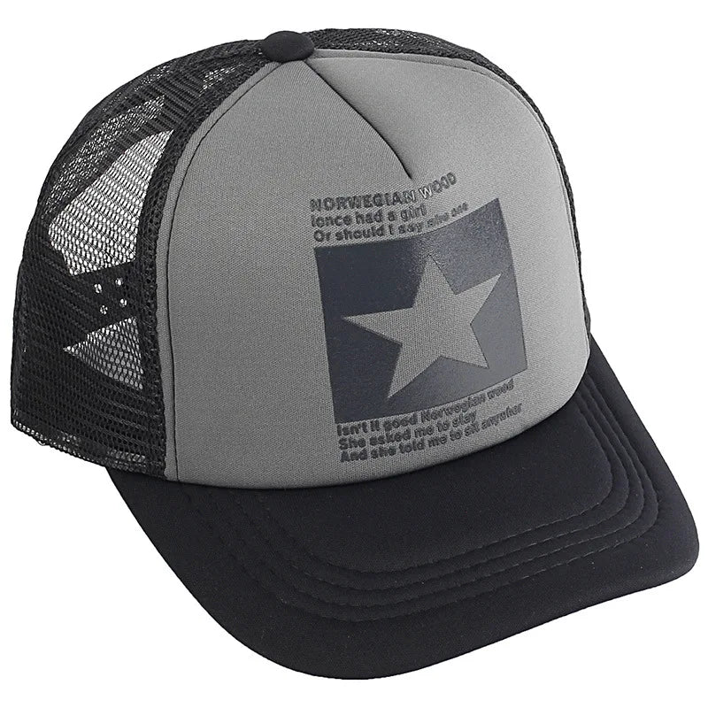 Gorras de moda para hombres y mujeres, gorras de verano transpirables con cierre trasero y estrellas