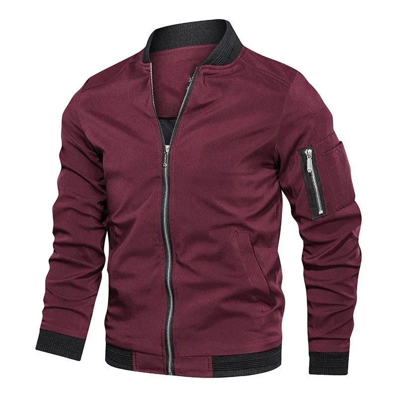Chaquetar de primavera y otoño para hombre, chaqueta ligera informal para hombre, cortavientos deportivo, abrigo con cremallera y bolsillos