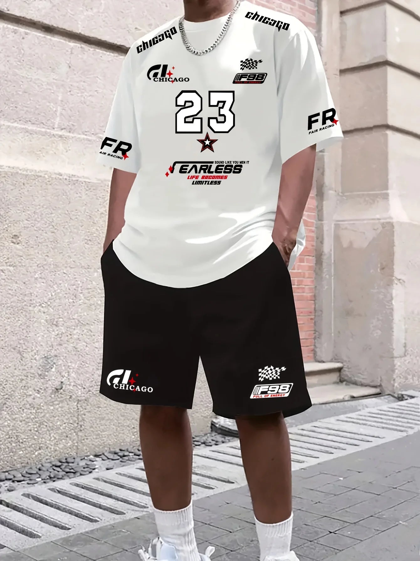 El nuevo traje de verano para hombre, camiseta gráfica casual con estampado de letras, camiseta deportiva de manga corta, adecuada tanto para hombres como para mujeres.