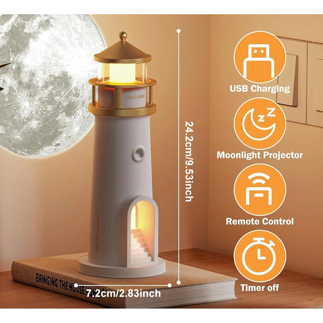 Proyector de luz nocturna, faro, decoración, proyector de galaxia, LED recargable, lámpara de mesa estética