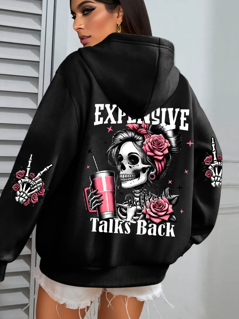 Sudadera con capucha con estampado divertido para mujer, jerséis ropa deportiva de lana para otoño, Sudadera con capucha informal con bolsillo