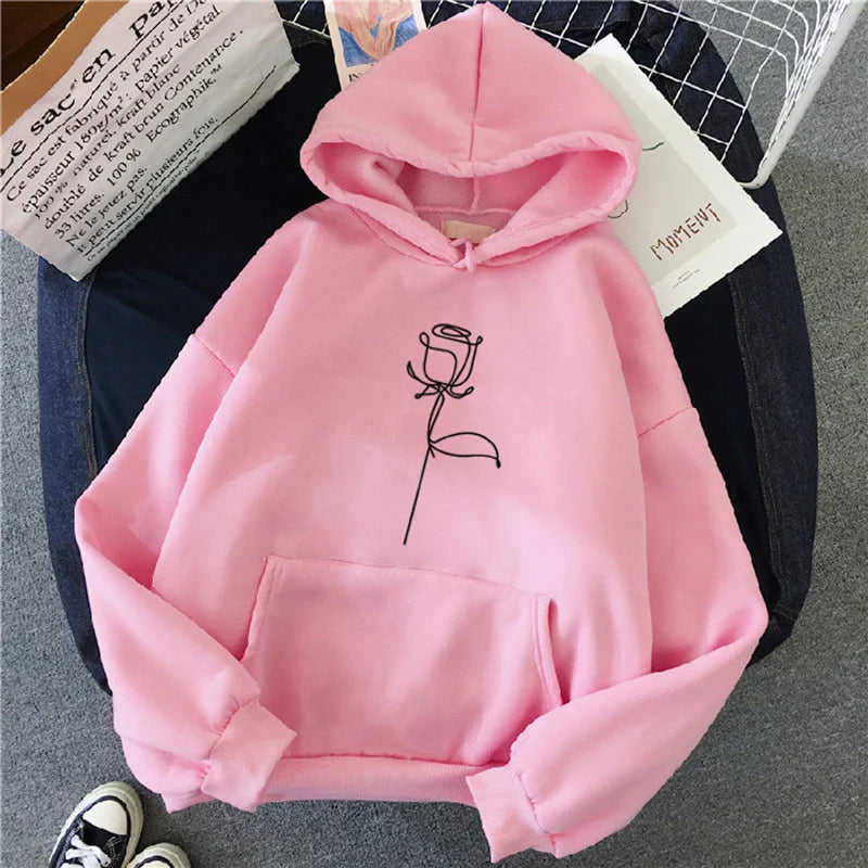 Sudaderas con capucha ropa deportiva mujer Sudadera con capucha pulóver sudadera elegante estampado de flores con mangas largas gruesas Tops sueltos
