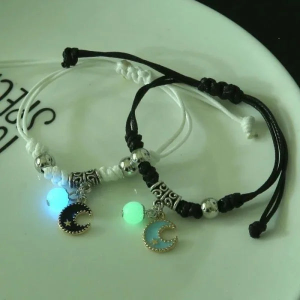 Juego de 2 pulseras de acero inoxidable para parejas, para mujer, amante, sol luminoso, luna, cuerda, amuleto, amistad, novia, fiesta, joyería, regalo