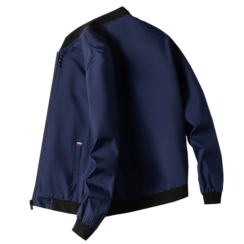 Chaqueta para hombre de manga larga, chaqueta de ciclismo a prueba de viento, chaqueta informal con cremallera sólida, otoño