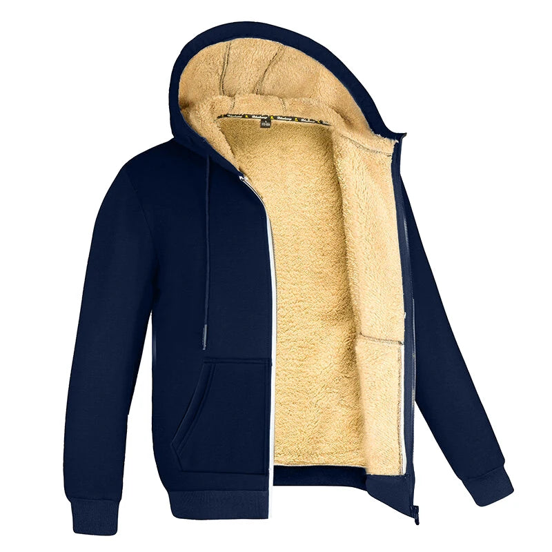 Abrigos de lana de cordero para hombre y mujer, chaquetas gruesas y cálidas de manga larga con cremallera, sudaderas con capucha deportivas informales