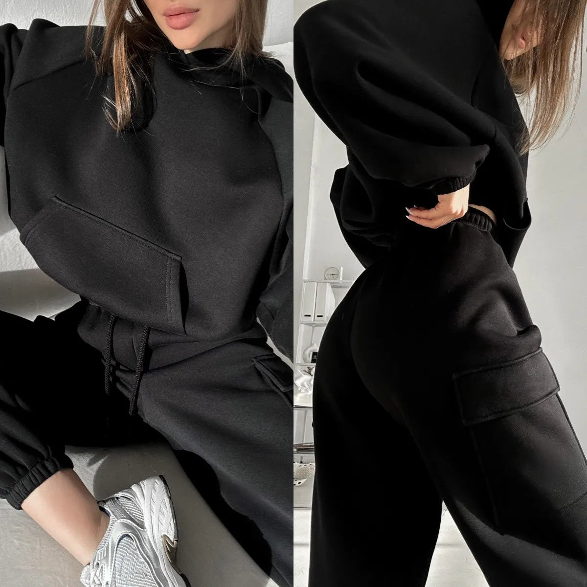 Ensemble sweat à capuche et pantalon pour femme, ensemble 2 pièces, vêtements pour femmes