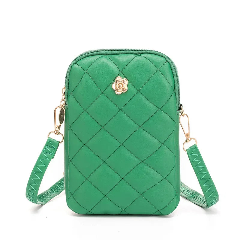 Bolso de hombro con bordado para mujer, sencillo y portátil, para teléfono, monedero de moda para niñas, bolso de mensajero de color liso de diseñador para mujer