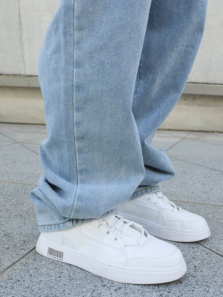 Pantalones vaqueros holgados rectos de gran tamaño pantalones vaqueros casuales sueltos ropa de calle de Color sólido moda, pantalones de pierna ancha