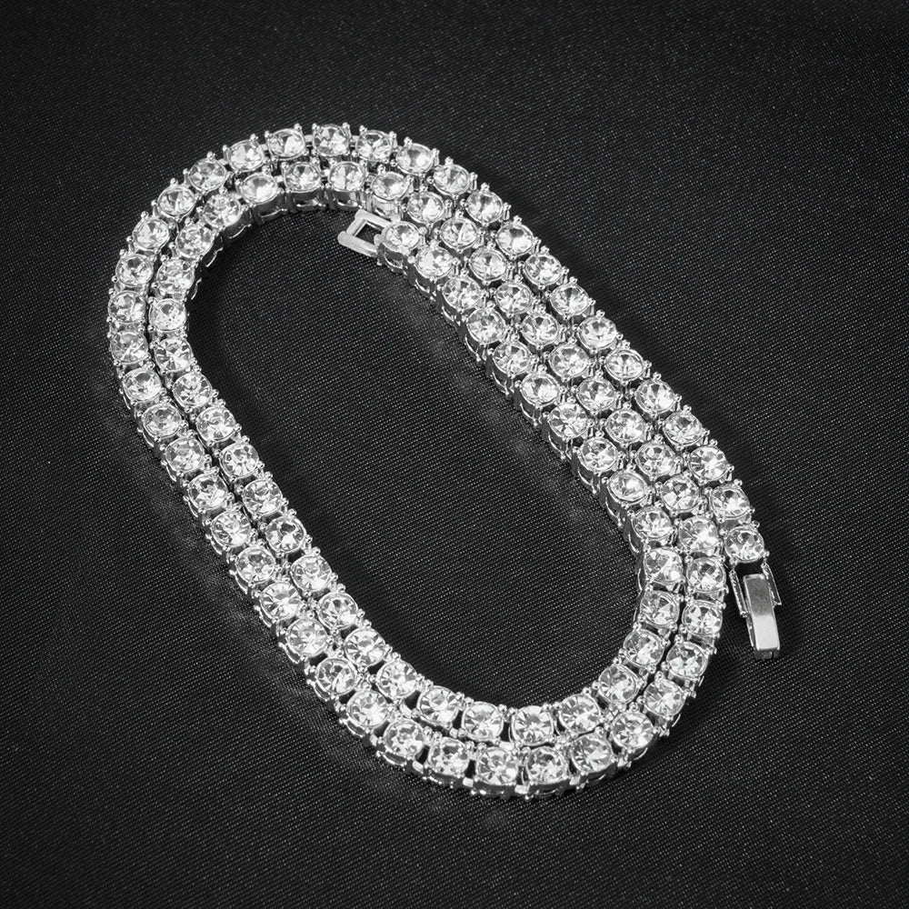 Collar de cadena de eslabones cubanos de 15 mm con diamantes de imitación brillantes de estilo para hombre y mujer, joyería punk de color plateado con cadena cubana, regalo