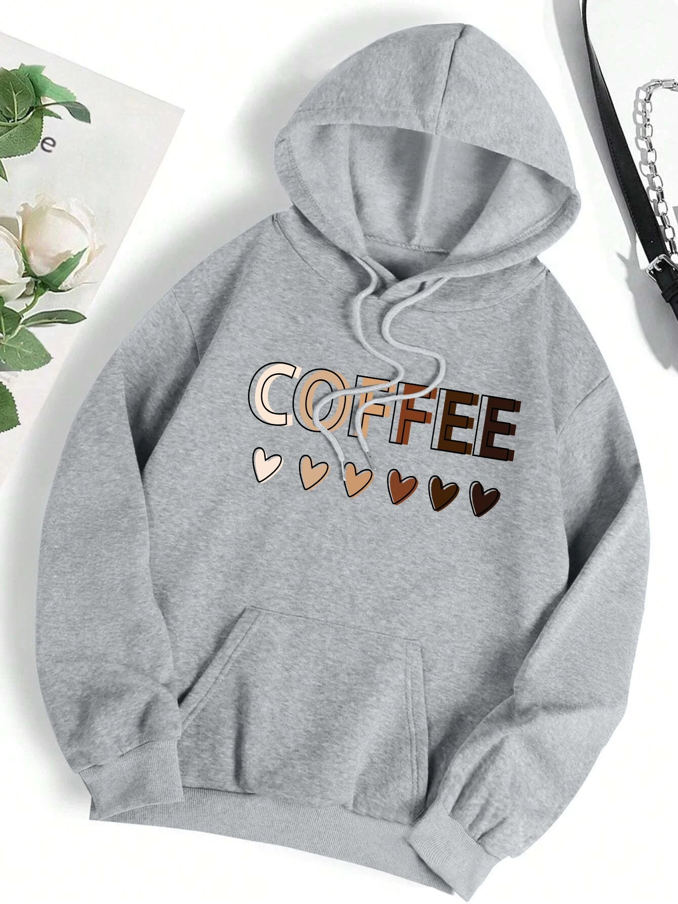 Sudadera con capucha con estampado gráfico de letras divertidas para mujer, sudadera de lana a la moda, informal,con capucha, ropa de gran tamaño para otoño