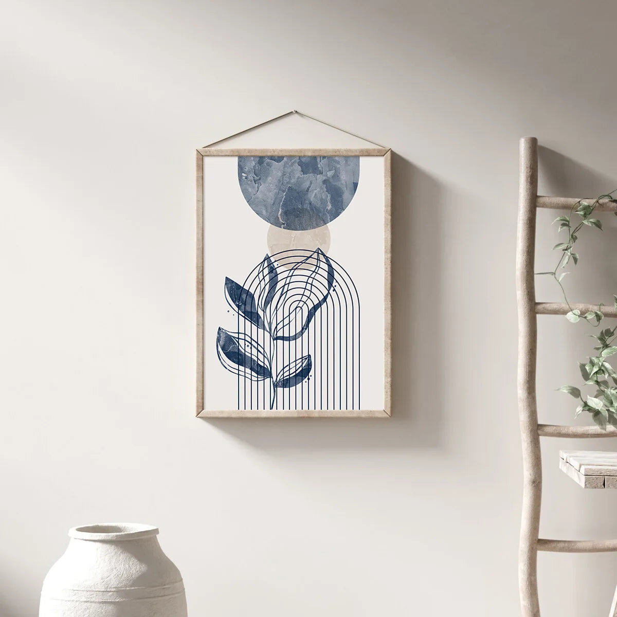 Juego de 3 impresiones artísticas de pared de plantas de líneas geométricas