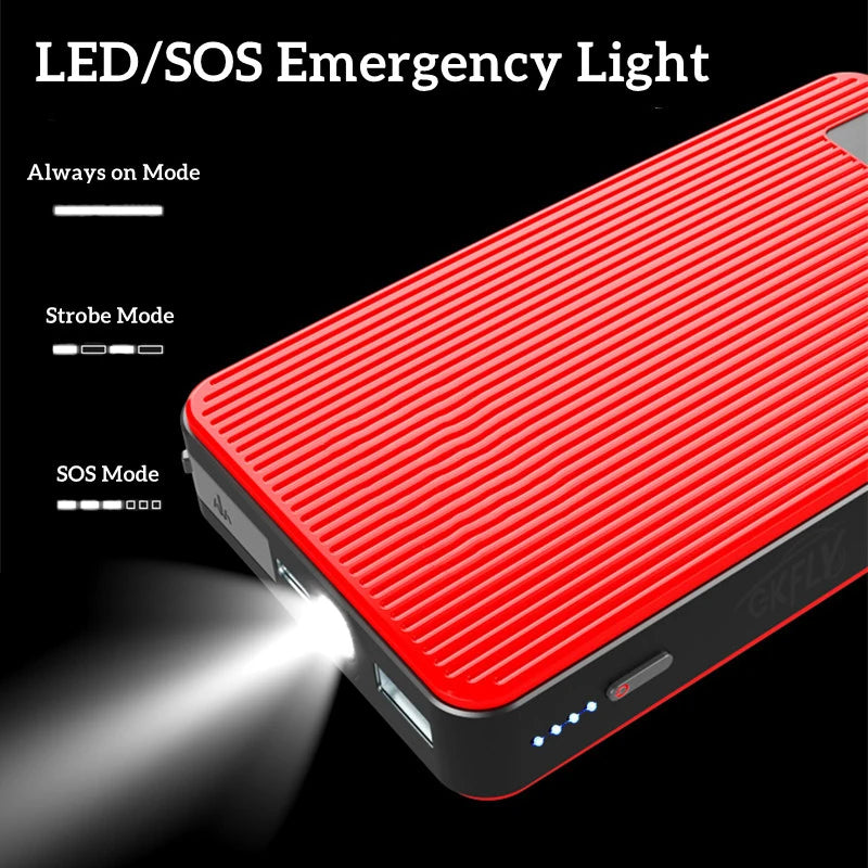 Arrancador de batería de coche de 8000 mAh, cargador portátil de refuerzo de batería de coche de 12 V, dispositivo de arranque de emergencia