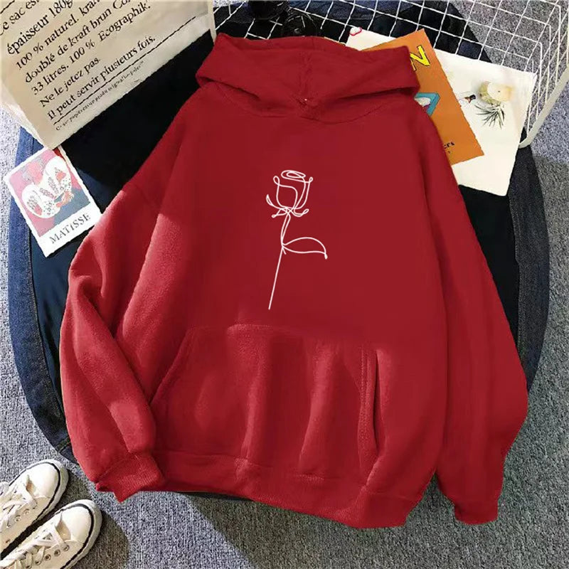 Sudaderas con capucha ropa deportiva mujer Sudadera con capucha pulóver sudadera elegante estampado de flores con mangas largas gruesas Tops sueltos