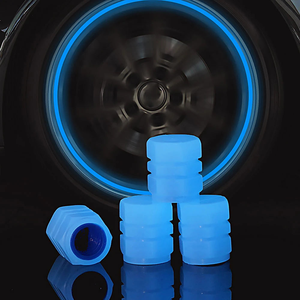 Tapones de válvula luminosos fluorescentes de noche para neumáticos de coche, decoración brillante para motocicletas y bicicletas, boquillas para neumáticos, accesorios para coche.