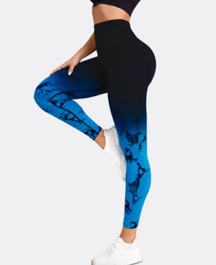 Mallas de Yoga sin costuras para mujer, pantalones deportivos de realce, cintura alta degradada, para gimnasio, entrenamiento, correr